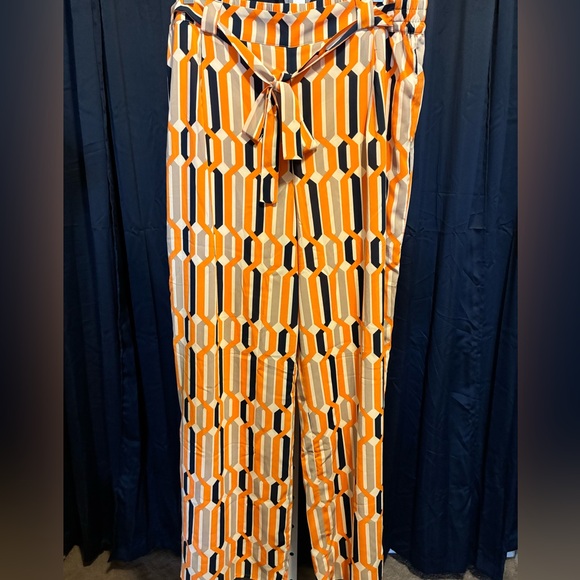 Pants - Geometric Orange and Black Patterned Pants